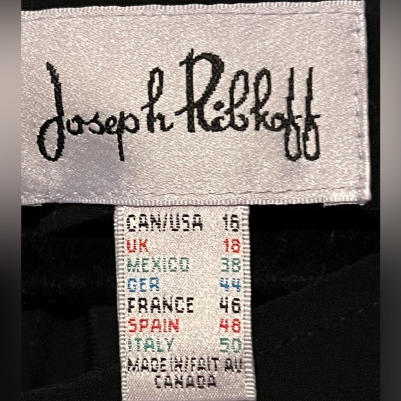 Joseph Ribkoff Dress Black Textured Cream Gold Hardware Cap Sleeve Zip - Picture 5 of 5